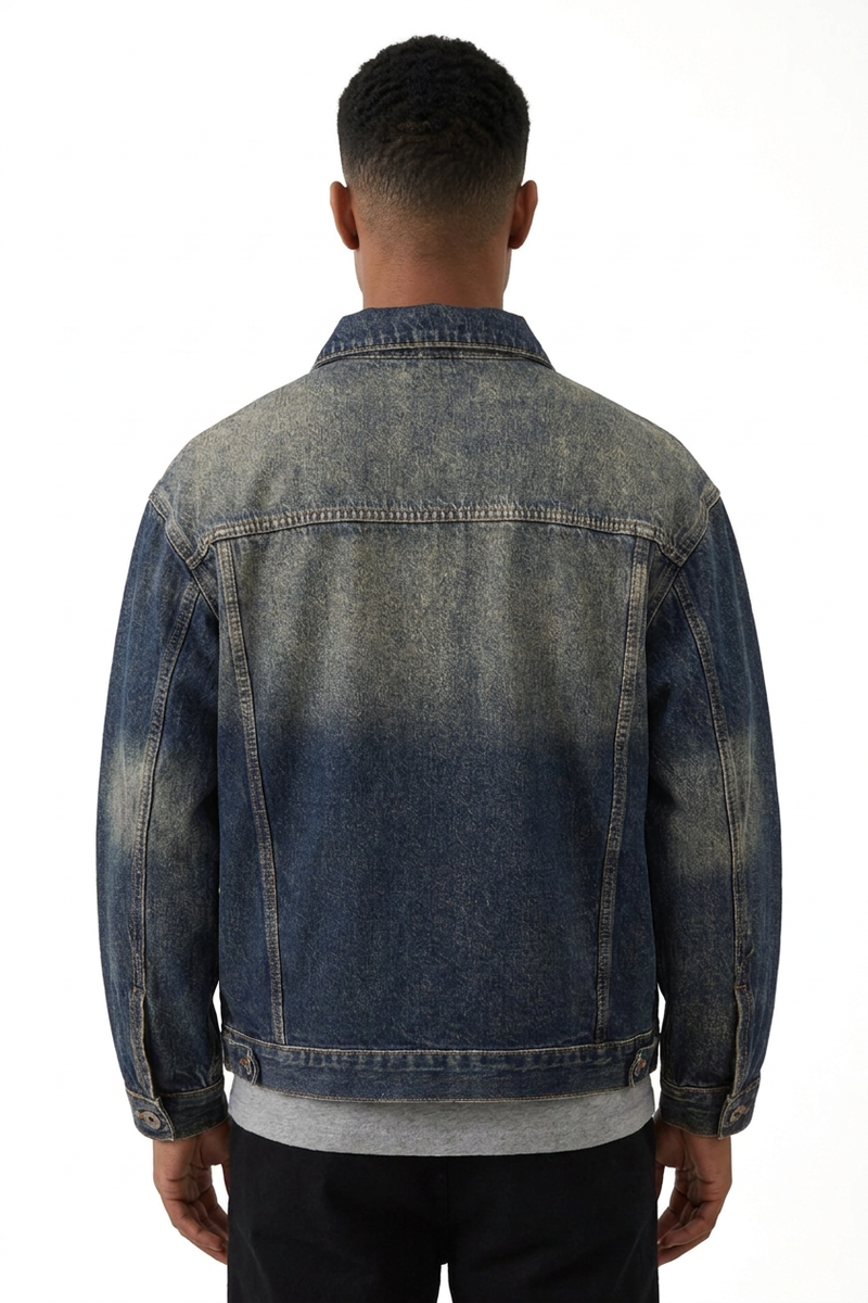 Men's Vintage Ombre Washed Relaxed Fit Trucker Denim Jacket