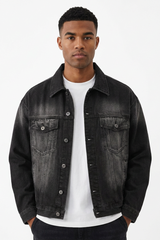 Men's Black Wash Classic Fit Denim Jacket