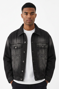 Men's Black Wash Classic Fit Denim Jacket