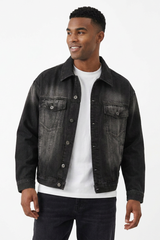 Men's Black Wash Classic Fit Denim Jacket