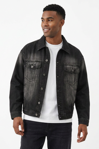 Men's Black Wash Classic Fit Denim Jacket