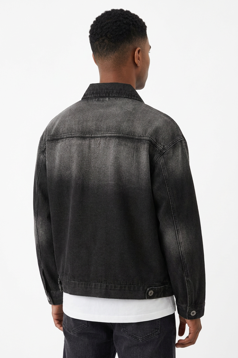 Men's Black Wash Classic Fit Denim Jacket