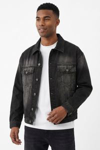 Men's Black Wash Classic Fit Denim Jacket