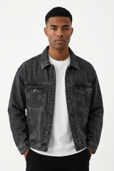 Men's Western Washed Long-Sleeve Denim Trucker Jacket