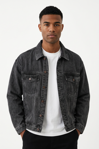 Men's Western Washed Long-Sleeve Denim Trucker Jacket