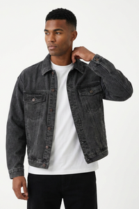 Men's Western Washed Long-Sleeve Denim Trucker Jacket