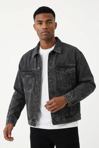 Men's Western Washed Long-Sleeve Denim Trucker Jacket