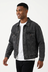 Men's Western Washed Long-Sleeve Denim Trucker Jacket