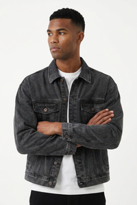 Men's Western Washed Long-Sleeve Denim Trucker Jacket