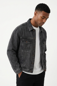 Men's Western Washed Long-Sleeve Denim Trucker Jacket