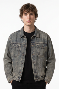 Men's 13 oz Classic Fit Washed Loungewear Denim Jacket