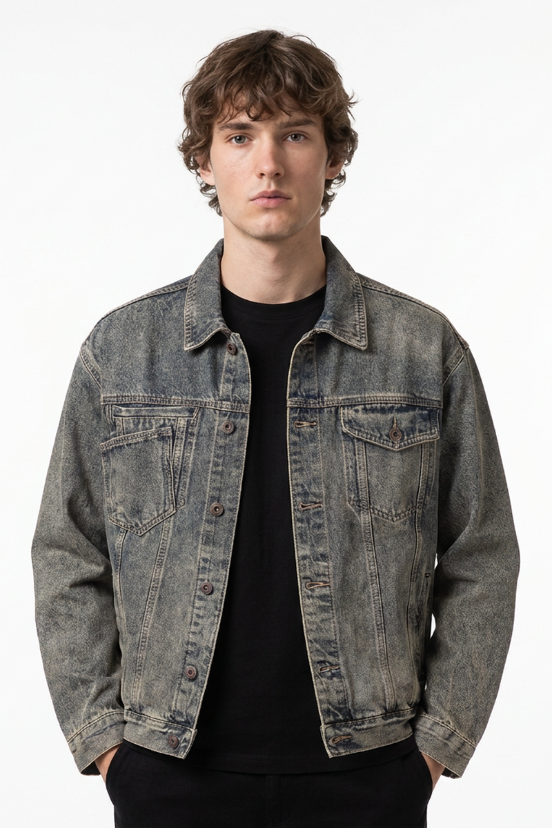 Men's 13 oz Classic Fit Washed Loungewear Denim Jacket