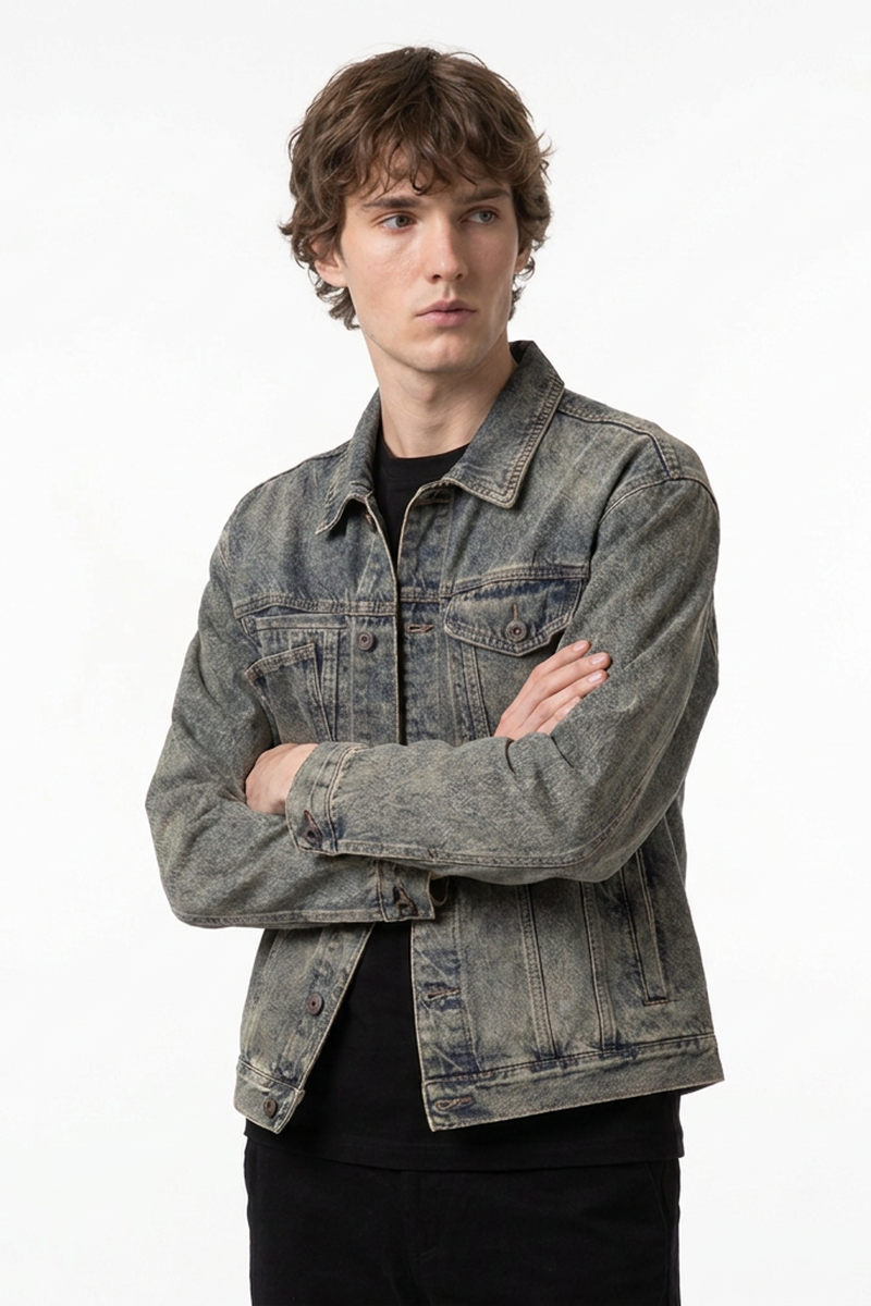 Men's 13 oz Classic Fit Washed Loungewear Denim Jacket