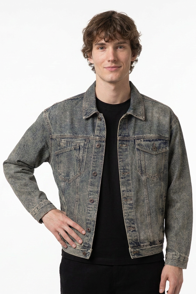 Men's 13 oz Classic Fit Washed Loungewear Denim Jacket