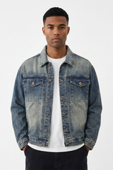 Men's Vintage Washed Classic Fit Casual Denim Jacket