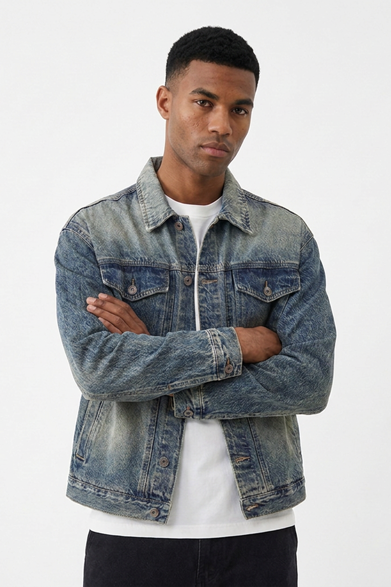 Men's Vintage Washed Classic Fit Casual Denim Jacket