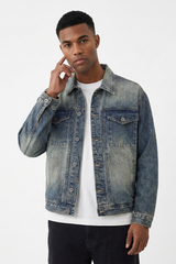 Men's Vintage Washed Classic Fit Casual Denim Jacket