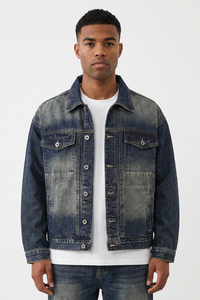 Men's Vintage Washed Classic Fit Casual Denim Jacket