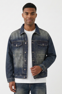 Men's Vintage Washed Classic Fit Casual Denim Jacket