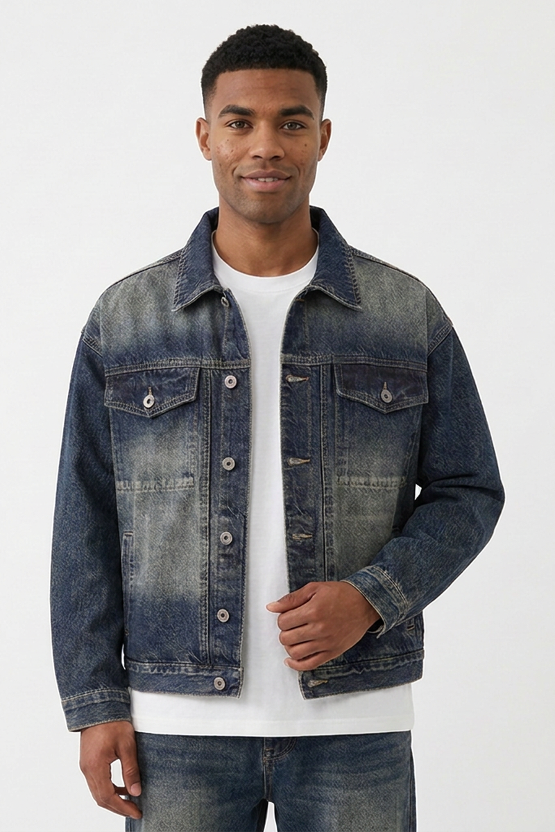 Men's Vintage Washed Classic Fit Casual Denim Jacket