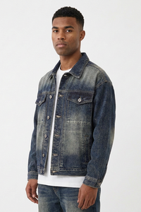 Men's Vintage Washed Classic Fit Casual Denim Jacket