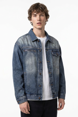 Men's Classic Vintage Asymmetric Pockets Denim Jacket