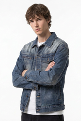 Men's Classic Vintage Asymmetric Pockets Denim Jacket