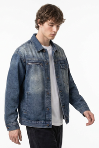 Men's Classic Vintage Asymmetric Pockets Denim Jacket