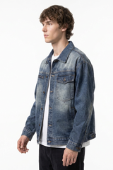 Men's Classic Vintage Asymmetric Pockets Denim Jacket