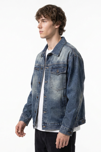 Men's Classic Vintage Asymmetric Pockets Denim Jacket