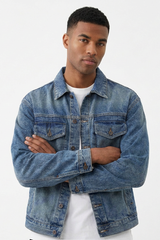 Men's Fall 13.2 oz Retro Washed Casual Denim Jacket