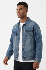 Men's Fall 13.2 oz Retro Washed Casual Denim Jacket