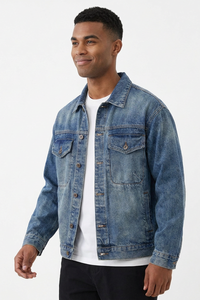 Men's Fall 13.2 oz Retro Washed Casual Denim Jacket