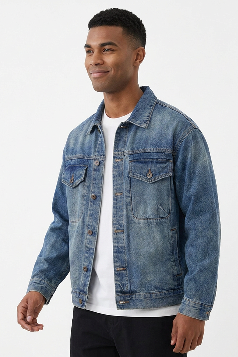 Men's Fall 13.2 oz Retro Washed Casual Denim Jacket