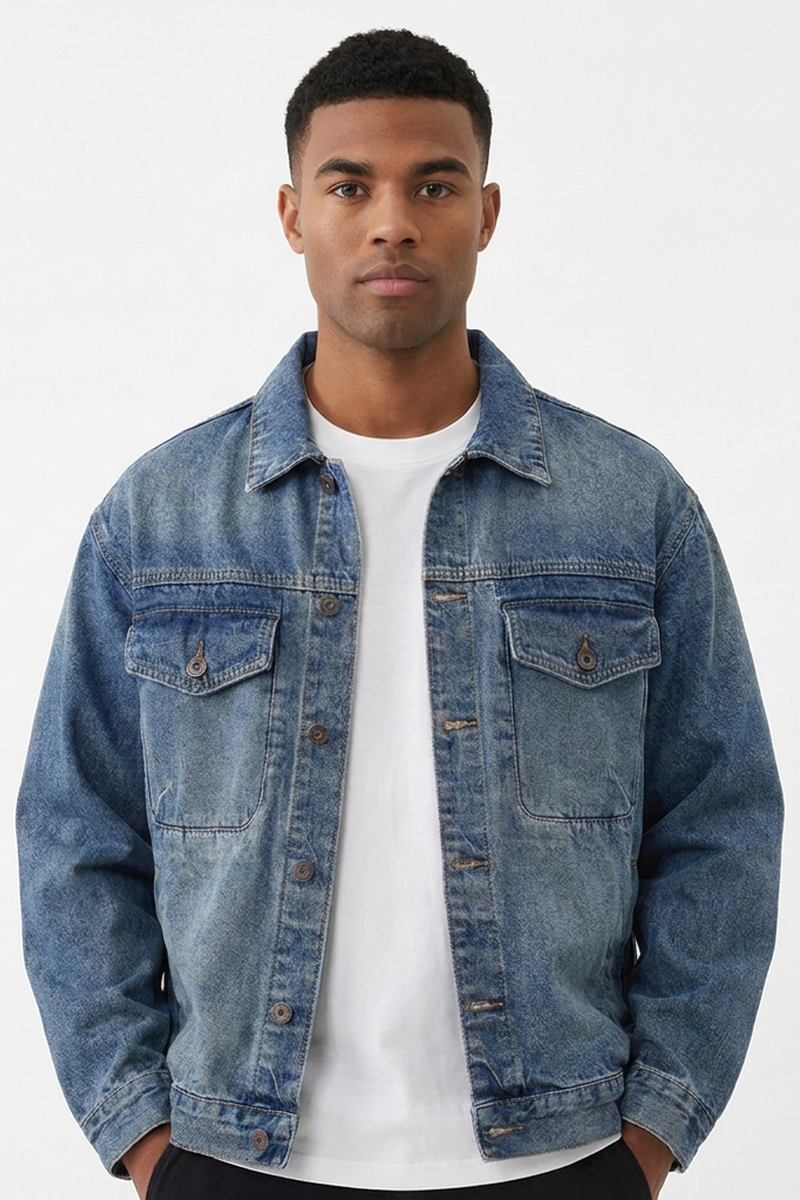 Men's Fall 13.2 oz Retro Washed Casual Denim Jacket