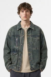 Men's Vintage Asymmetrical Pocket Denim Jacket