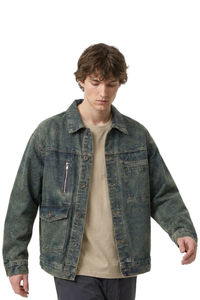 Men's Vintage Asymmetrical Pocket Denim Jacket