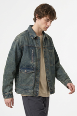 Men's Vintage Asymmetrical Pocket Denim Jacket