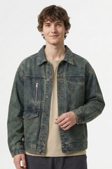 Men's Vintage Asymmetrical Pocket Denim Jacket
