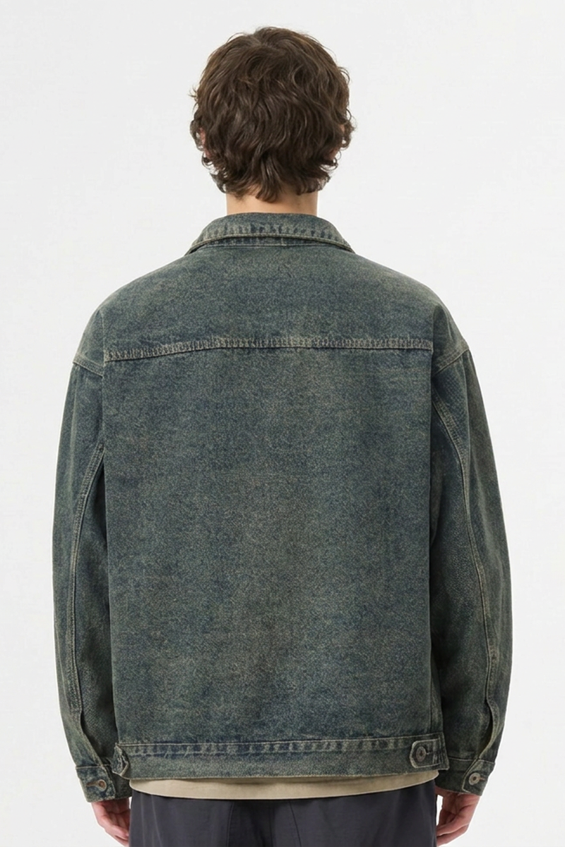 Men's Vintage Asymmetrical Pocket Denim Jacket