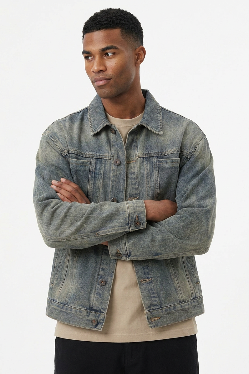 Men's Fall Western Retro Vibe Trucker Denim Jacket