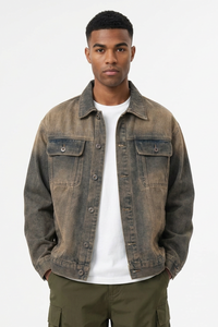 Men's Retro Dirty Wash Wasteland Style Denim Jacket