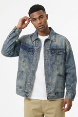Men's Fall Vintage Washed Heavyweight Denim Jacket
