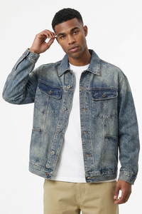 Men's Fall Vintage Washed Heavyweight Denim Jacket