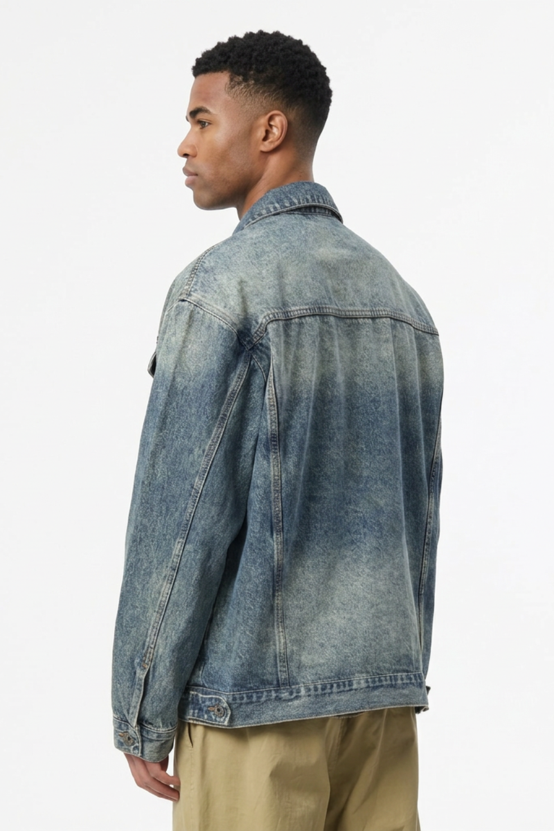 Men's Fall Vintage Washed Heavyweight Denim Jacket