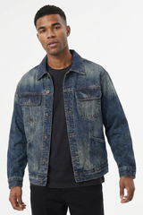 Men's Fall Vintage Washed Heavyweight Denim Jacket