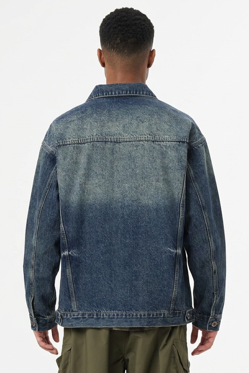 Men's Fall Vintage Washed Heavyweight Denim Jacket