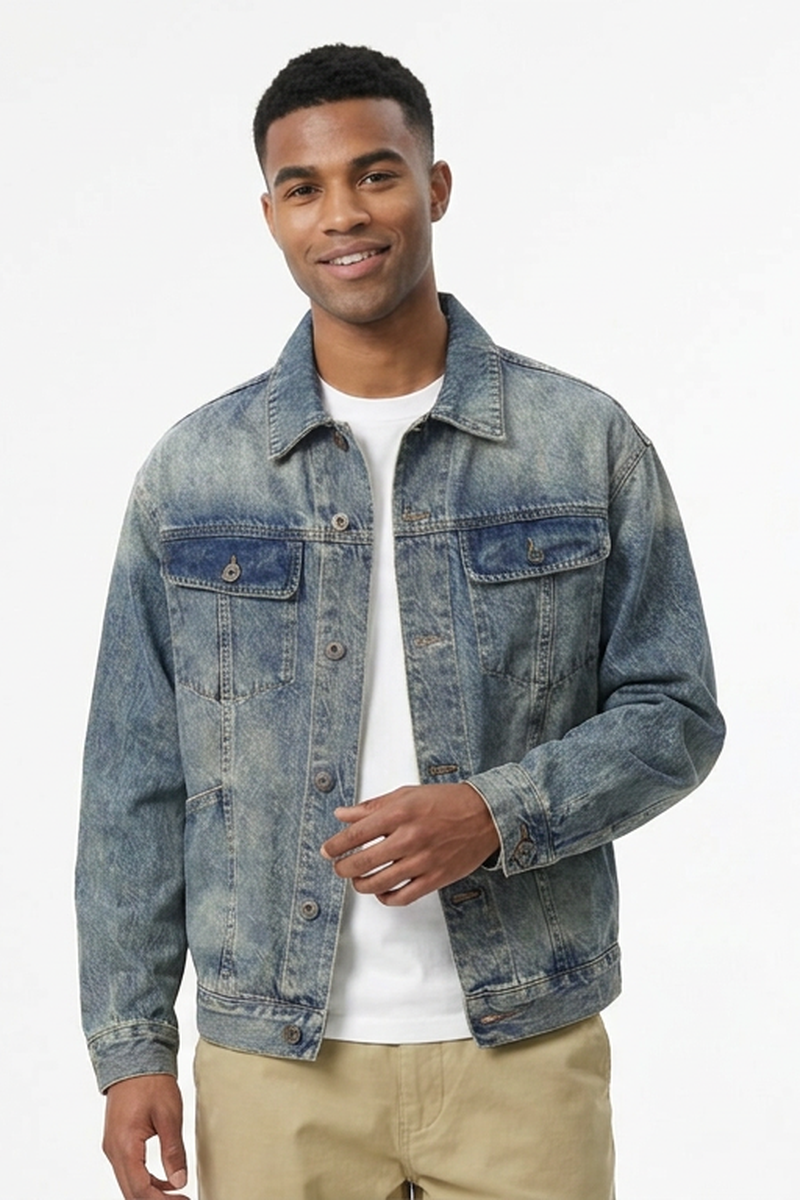 Men's Fall Vintage Washed Heavyweight Denim Jacket