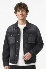 Men's Retro Multi-Pocket Workwear Washed Denim Jacket