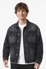Men's Retro Multi-Pocket Workwear Washed Denim Jacket